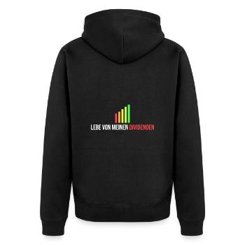 lebe von meinen Dividenden - Unisex Premium Bio Zip Hoodie - Schwarz - Hinten - Nico (187cm)