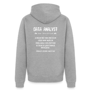 Analyste de données - Veste à capuche bio Premium Unisexe - gris chiné - Dos - Nico (187cm)