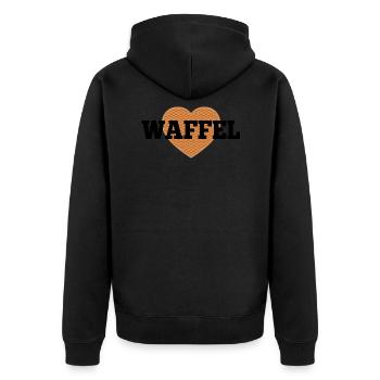 Waffel Love Herz - Unisex Premium Bio Zip Hoodie - Schwarz - Hinten - Nico (187cm)