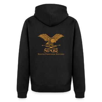 SPQR - Unisex Premium Bio Zip Hoodie - Schwarz - Hinten - Nico (187cm)