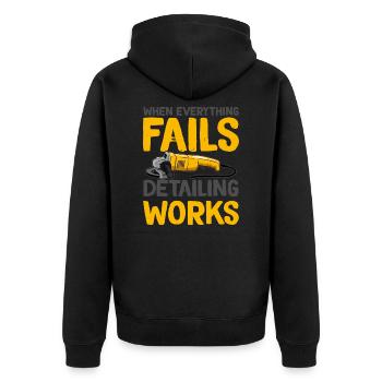 Fail Car Detailer - Unisex Premium Bio Zip Hoodie - Schwarz - Hinten - Nico (187cm)