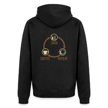 Daten Kaffee - Unisex Premium Bio Zip Hoodie - Schwarz - Hinten - Nico (187cm)