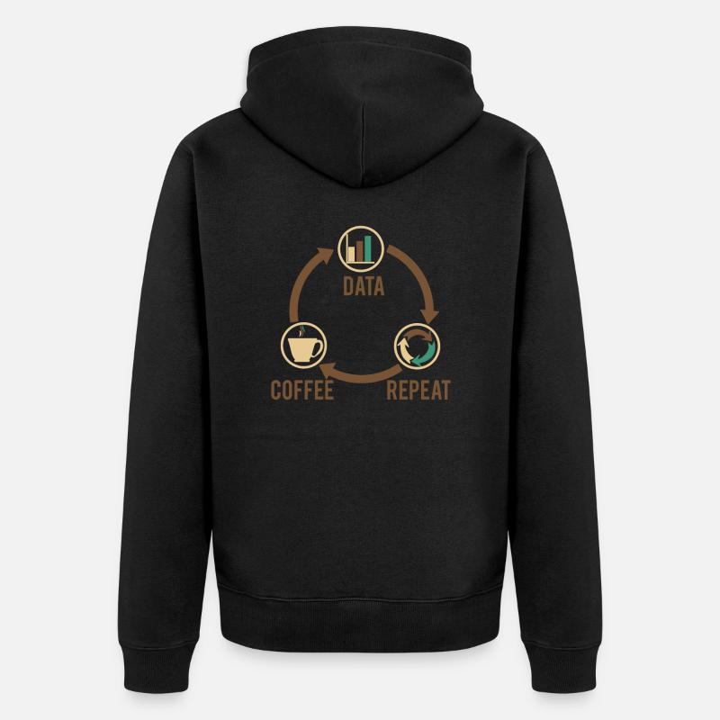 Daten Kaffee - Unisex Premium Bio Zip Hoodie - Schwarz