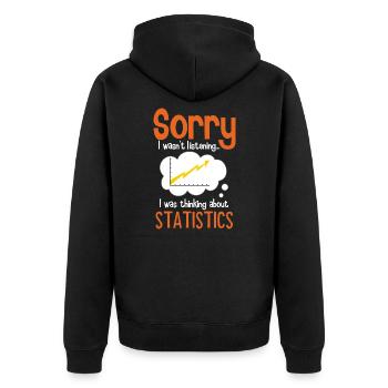 Thinking about statistics - Unisex Premium Organic Zip Hoodie - black - Back - Nico (187cm)