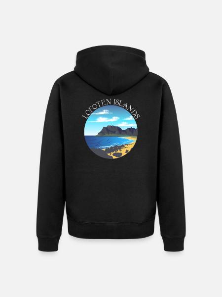 Lofoottien saaret - Premium unisex luomu-huppari vetoketjulla - musta