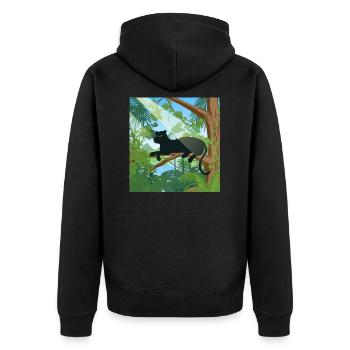 Dschungel - Unisex Premium Bio Zip Hoodie - Schwarz - Hinten - Nico (187cm)