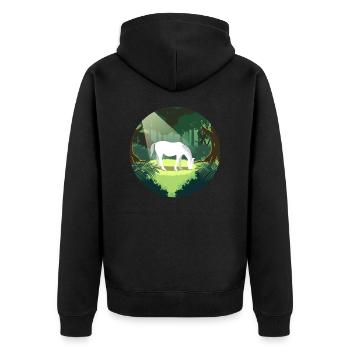 Horse - Unisex Premium Organic Zip Hoodie - black - Back - Nico (187cm)