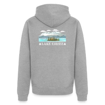 Lake Eibsee - Unisex Premium Organic Zip Hoodie - heather grey - Back - Nico (187cm)