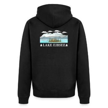 Lake Eibsee - Unisex Premium Bio Zip Hoodie - Schwarz - Hinten - Nico (187cm)