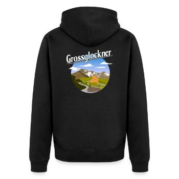 Grossglockner - Unisex Premium Bio Zip Hoodie - Schwarz - Hinten - Nico (187cm)