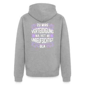 Lustig Unbeaufsichtigt Verteidigung Streich - Unisex Premium Bio Zip Hoodie - Grau meliert - Hinten - Nico (187cm)