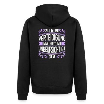 Lustig Unbeaufsichtigt Verteidigung Streich - Unisex Premium Bio Zip Hoodie - Schwarz - Hinten - Nico (187cm)