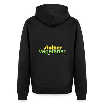 stolzer Vegetarier - Unisex Premium Bio Zip Hoodie - Schwarz - Hinten - Nico (187cm)