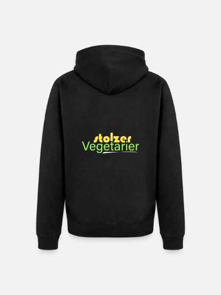 stolzer Vegetarier - Unisex Premium Bio Zip Hoodie - Schwarz