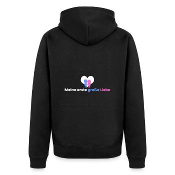 Meine erste große Liebe - Unisex Premium Bio Zip Hoodie - Schwarz - Hinten - Nico (187cm)