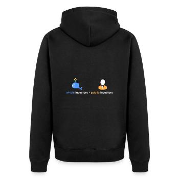 Whale investors > public - Unisex Premium Organic Zip Hoodie - black - Back - Nico (187cm)