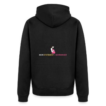 Mein Statement - schwanger - Unisex Premium Bio Zip Hoodie - Schwarz - Hinten - Nico (187cm)