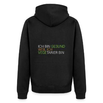 gesund weil ich Vegetarier bin - Unisex Premium Bio Zip Hoodie - Schwarz - Hinten - Nico (187cm)