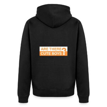 Are there cute guys? - Unisex Premium Organic Zip Hoodie - black - Back - Nico (187cm)