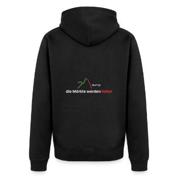 die Märkte werden fallen - Unisex Premium Bio Zip Hoodie - Schwarz - Hinten - Nico (187cm)