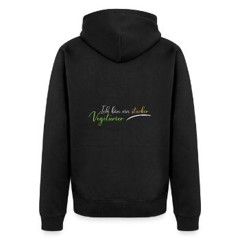 Ich bin ein starker Vegetarier - Unisex Premium Bio Zip Hoodie - Schwarz - Hinten - Nico (187cm)