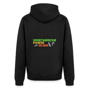 vegetarische Power in mir - Unisex Premium Bio Zip Hoodie - Schwarz - Hinten - Nico (187cm)