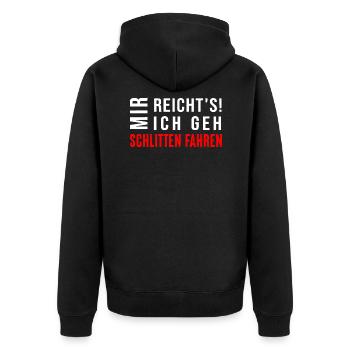 Schlittenfahren, Rodeln, Winterurlaub, Abfahrt - Unisex Premium Bio Zip Hoodie - Schwarz - Hinten - Nico (187cm)