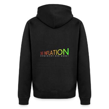 die Inflation dominiert - Unisex Premium Bio Zip Hoodie - Schwarz - Hinten - Nico (187cm)