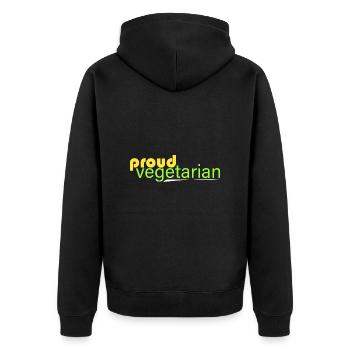stolzer Vegetarier - Unisex Premium Bio Zip Hoodie - Schwarz - Hinten - Nico (187cm)