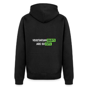 vegetarische Babys sind so süß - Unisex Premium Bio Zip Hoodie - Schwarz - Hinten - Nico (187cm)