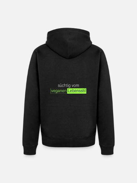 süchtig vom veganen Lebensstil - Unisex Premium Bio Zip Hoodie - Schwarz