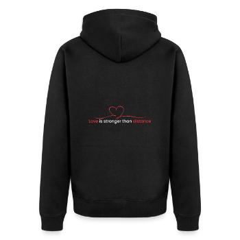 L’amour est plus fort que la distance - Veste à capuche bio Premium Unisexe - noir - Dos - Nico (187cm)