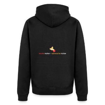 starke Halter > schwache - Unisex Premium Bio Zip Hoodie - Schwarz - Hinten - Nico (187cm)
