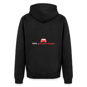 100% getunter Wagen - Unisex Premium Bio Zip Hoodie - Schwarz - Hinten - Nico (187cm)