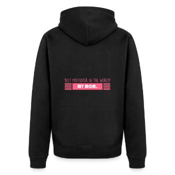 Mama: Bester Motivator - Unisex Premium Bio Zip Hoodie - Schwarz - Hinten - Nico (187cm)