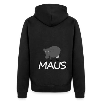 Kuh Namens Maus - Unisex Premium Bio Zip Hoodie - Schwarz - Hinten - Nico (187cm)