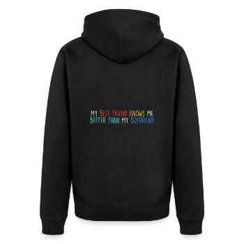 Mein bester Freund besser als mein Junge - Unisex Premium Bio Zip Hoodie - Schwarz - Hinten - Nico (187cm)
