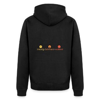 traurig - Schmerz - wütend - Unisex Premium Bio Zip Hoodie - Schwarz - Hinten - Nico (187cm)