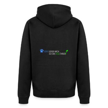 Tiere lieben mich-bin Vegetarier - Unisex Premium Bio Zip Hoodie - Schwarz - Hinten - Nico (187cm)