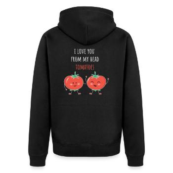 Tomato Shirt I Love You From My Head Tomatoes - Unisex Premium Organic Zip Hoodie - black - Back - Nico (187cm)