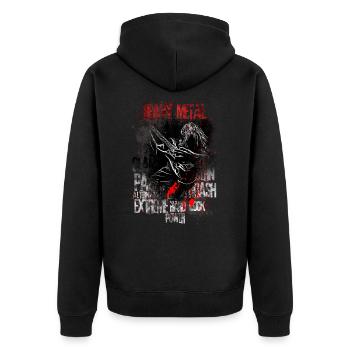 Heavy Metal - Unisex Premium Bio Zip Hoodie - Schwarz - Hinten - Nico (187cm)