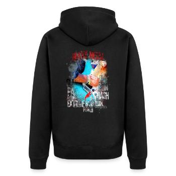 Heavy Metal - Unisex Premium Bio Zip Hoodie - Schwarz - Hinten - Nico (187cm)