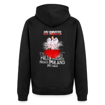 Polska Poland My Roots - Unisex Premium Organic Zip Hoodie - black - Back - Nico (187cm)