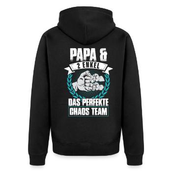 Papa 2 Enkel Das Perfekte Chaos Team - Unisex Premium Bio Zip Hoodie - Schwarz - Hinten - Nico (187cm)