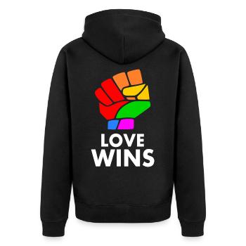 Love wins - Unisex Premium Organic Zip Hoodie - black - Back - Nico (187cm)