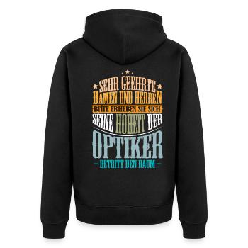 Optiker Augenoptiker - Unisex Premium Bio Zip Hoodie - Schwarz - Hinten - Nico (187cm)