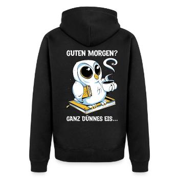 Guten Morgen Kaffee Nachteule Geschenk - Unisex Premium Bio Zip Hoodie - Schwarz - Hinten - Nico (187cm)