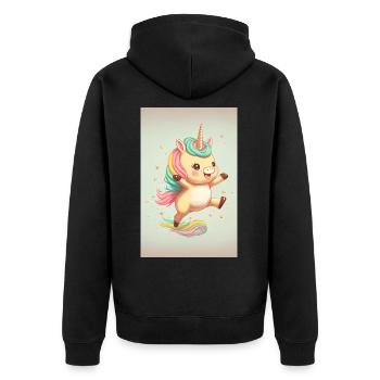 Bébé licorne heureux - Veste à capuche bio Premium Unisexe - noir - Dos - Nico (187cm)