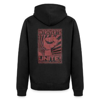 Introverts! Unite. - Unisex Premium Organic Zip Hoodie - black - Back - Nico (187cm)