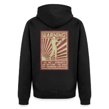 Coffee Zombie. Do not Aproach. - Unisex Premium Organic Zip Hoodie - black - Back - Nico (187cm)